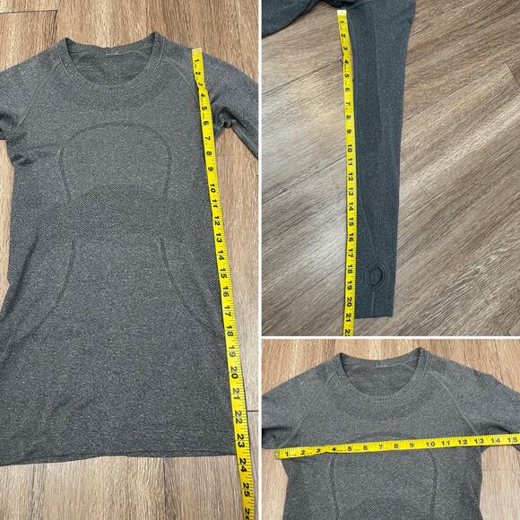 Lululemon Swiftly Tech Long Sleeve Crew Shirt Heathered Black Gray Hip Length 2 - Picture 15 of 16